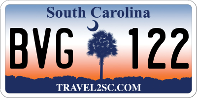 SC license plate BVG122