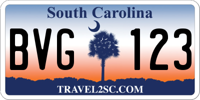 SC license plate BVG123