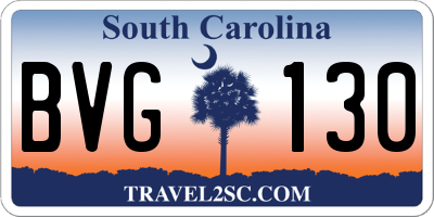 SC license plate BVG130