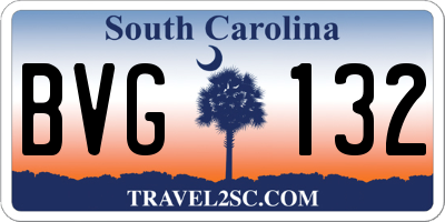 SC license plate BVG132