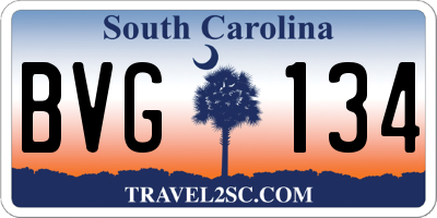 SC license plate BVG134