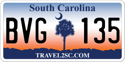 SC license plate BVG135