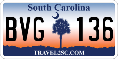 SC license plate BVG136