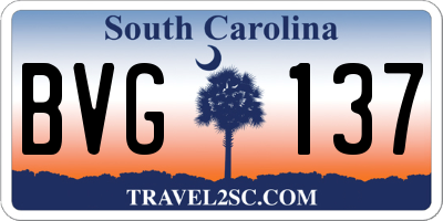 SC license plate BVG137