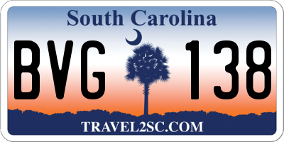 SC license plate BVG138