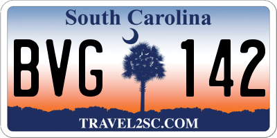 SC license plate BVG142