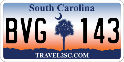 SC license plate BVG143