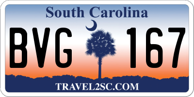 SC license plate BVG167