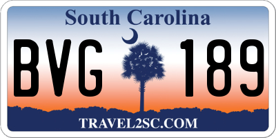 SC license plate BVG189