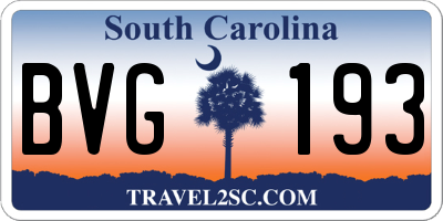 SC license plate BVG193
