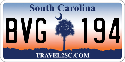 SC license plate BVG194