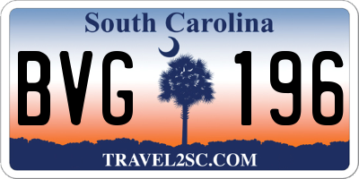 SC license plate BVG196