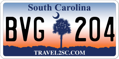 SC license plate BVG204