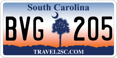 SC license plate BVG205