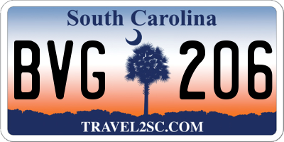 SC license plate BVG206