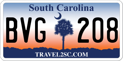 SC license plate BVG208