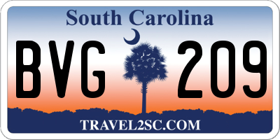 SC license plate BVG209