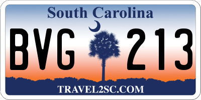 SC license plate BVG213