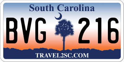 SC license plate BVG216