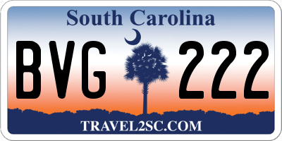 SC license plate BVG222
