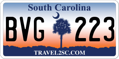 SC license plate BVG223