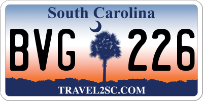 SC license plate BVG226