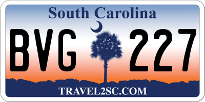 SC license plate BVG227