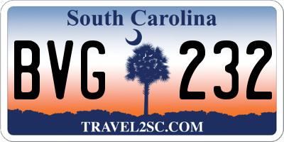SC license plate BVG232