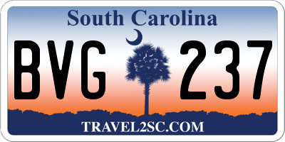 SC license plate BVG237
