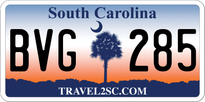 SC license plate BVG285