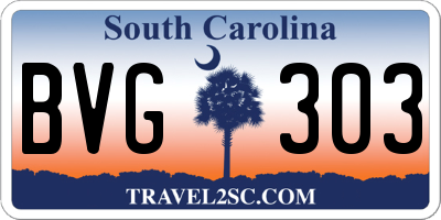 SC license plate BVG303