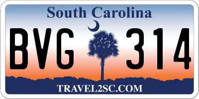 SC license plate BVG314