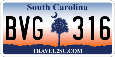 SC license plate BVG316