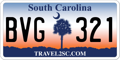 SC license plate BVG321