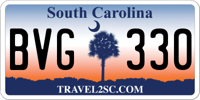 SC license plate BVG330
