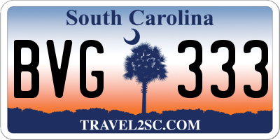 SC license plate BVG333