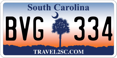 SC license plate BVG334
