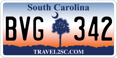 SC license plate BVG342