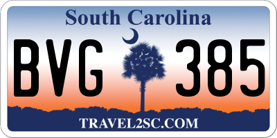 SC license plate BVG385