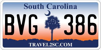 SC license plate BVG386