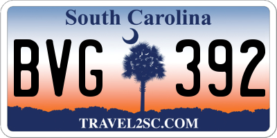 SC license plate BVG392