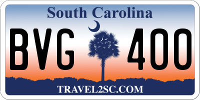 SC license plate BVG400