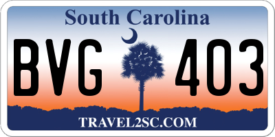 SC license plate BVG403