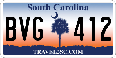 SC license plate BVG412
