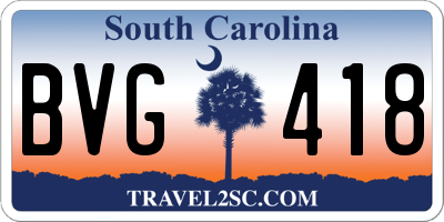 SC license plate BVG418