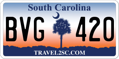 SC license plate BVG420