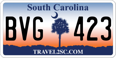 SC license plate BVG423