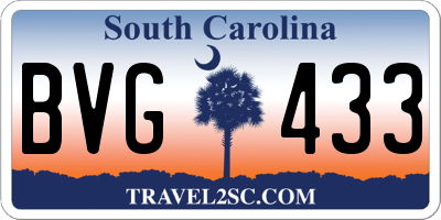 SC license plate BVG433