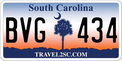 SC license plate BVG434