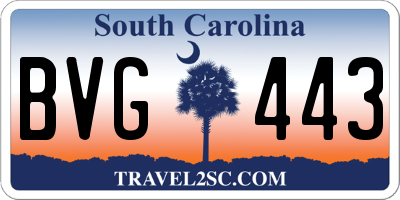SC license plate BVG443